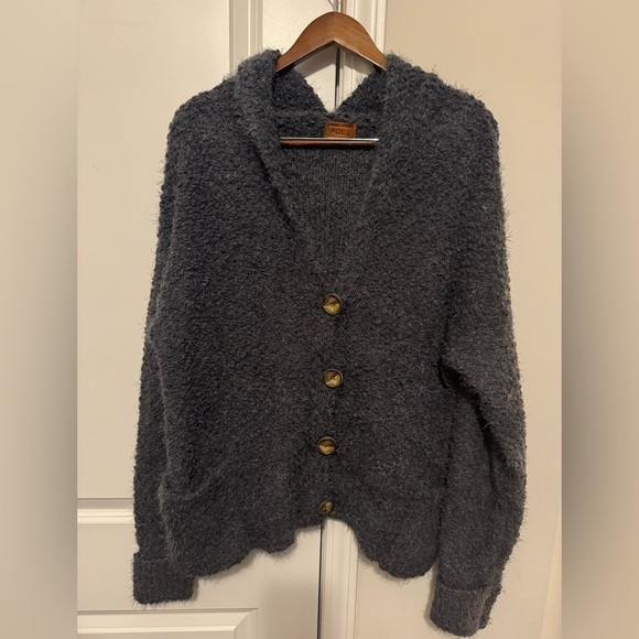 POL Sweaters - Anthropologie POL Women's Charcoal Button-Up Cardigan